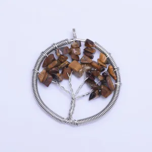 1 coffee 46mm Irregular Natural Stone Healing Fashion Jewelry Charm Crystal High Quality Pendant Tree of Life Women'sFashion Handwork