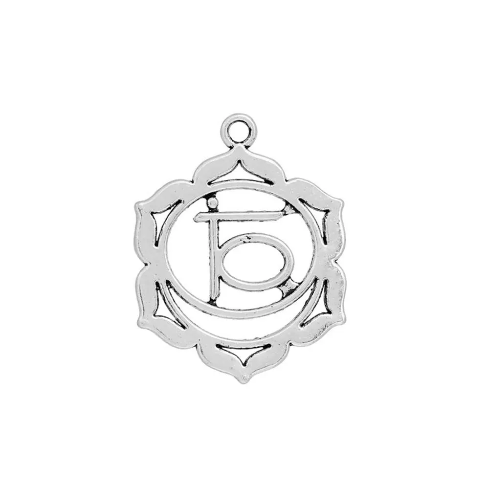 10 Pcs Tibetan Silver YOGA HEALING SWADISTHANA 35mm x 28mmCharms Pendants, Lead & Nickel Free Metal Charms Pendants Beads