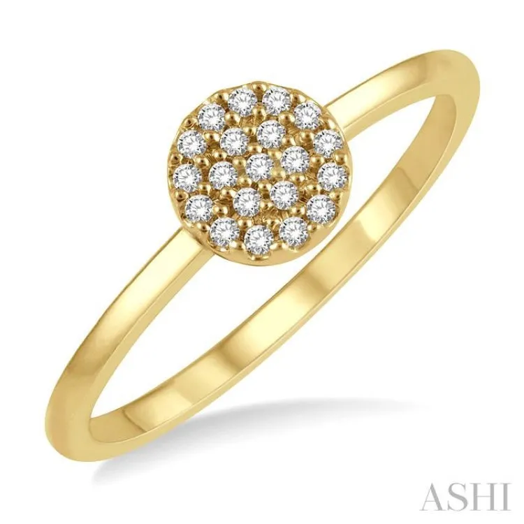 1/10 ctw Disc Shape Center Round Cut Diamond Petite Fashion Ring in 14K Yellow Gold