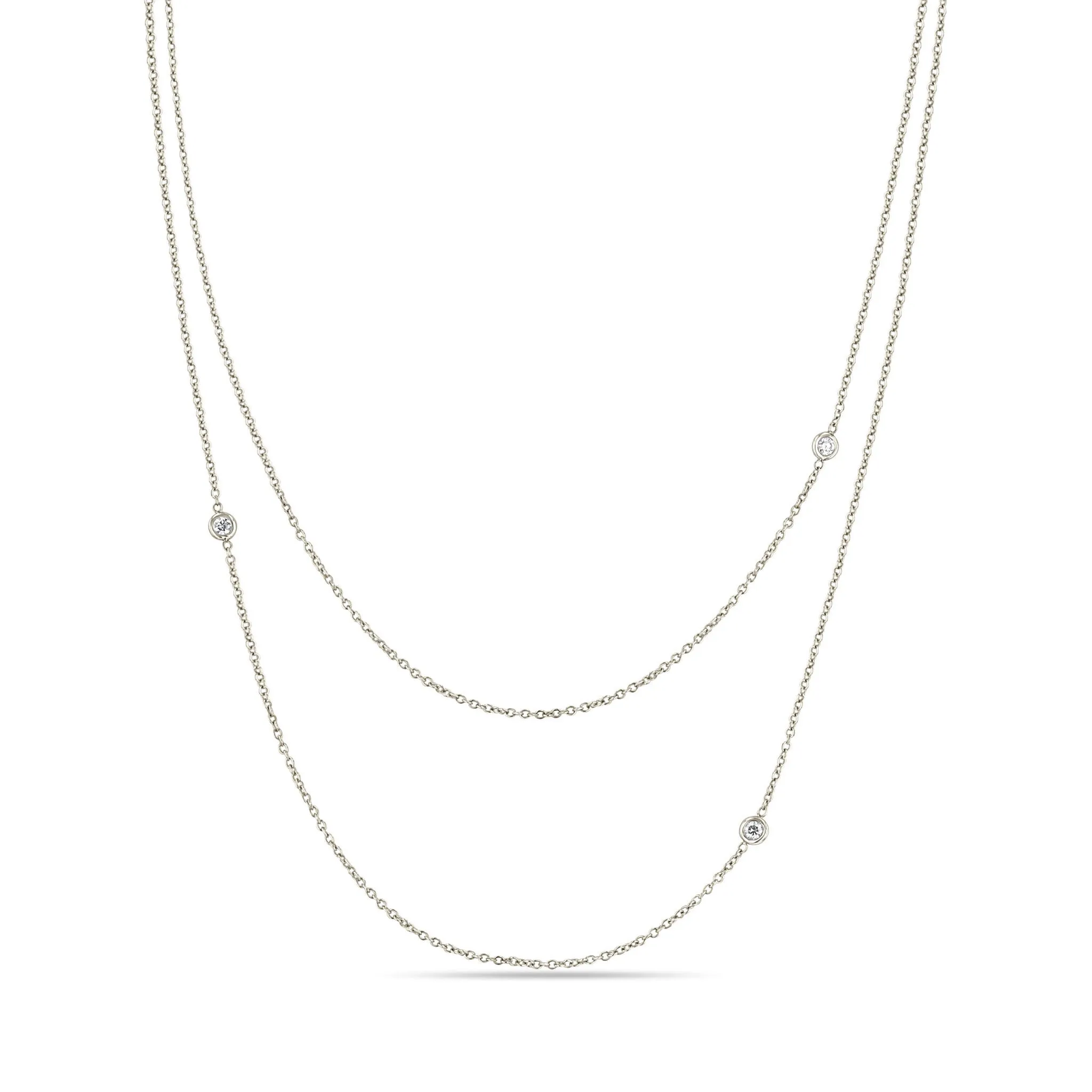 14k 3 Floating Diamond Cable Chain Layered Necklace