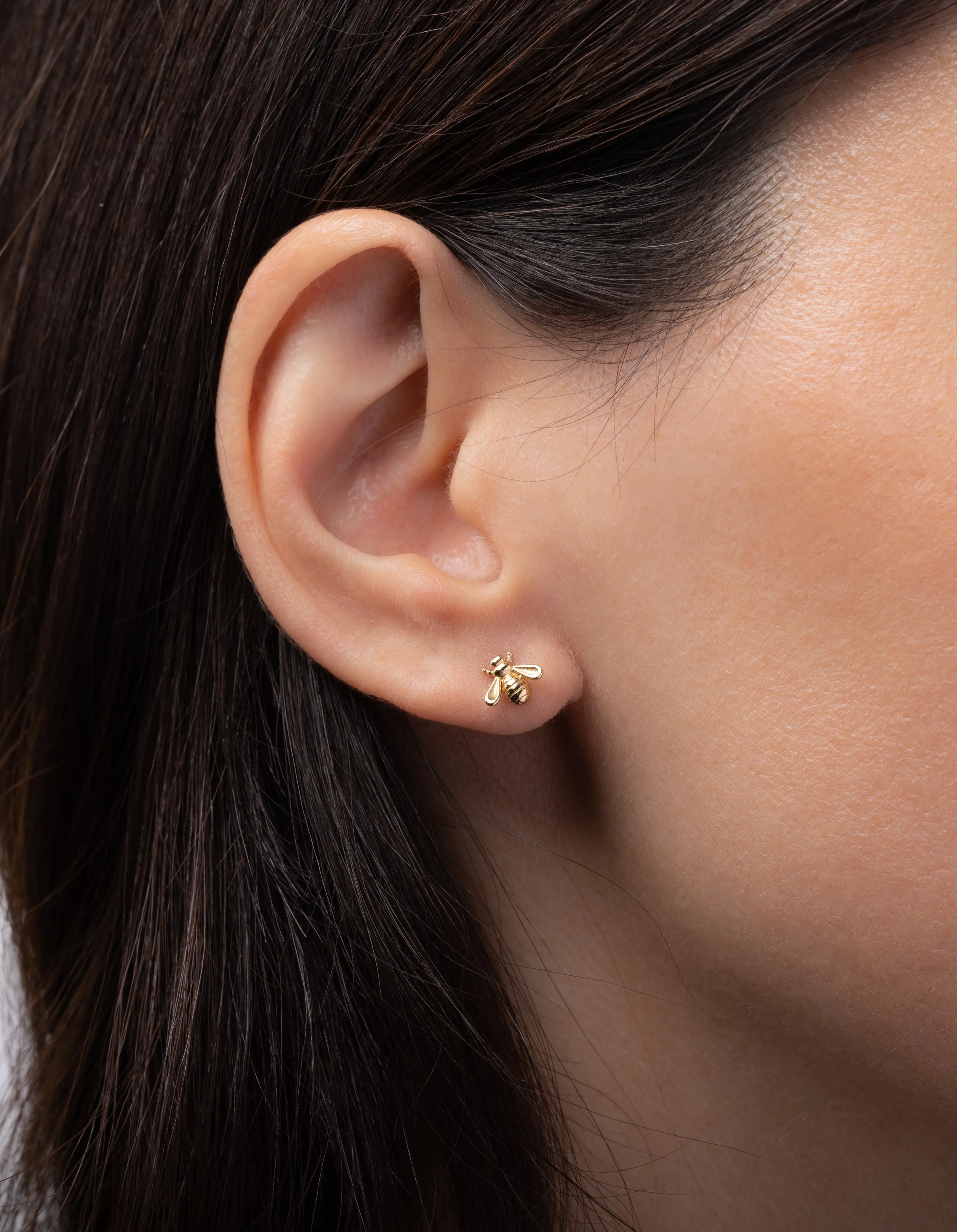 14k Gold Bee Stud Earrings