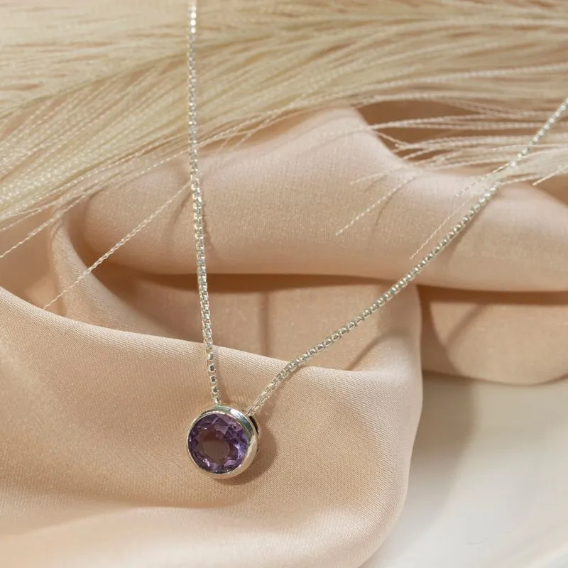 14K Gold Plated Amethyst Pendant Necklace