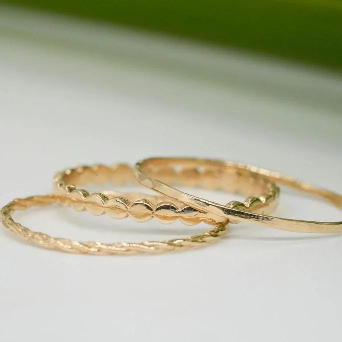 14K Golden Tides Triple Ring Set