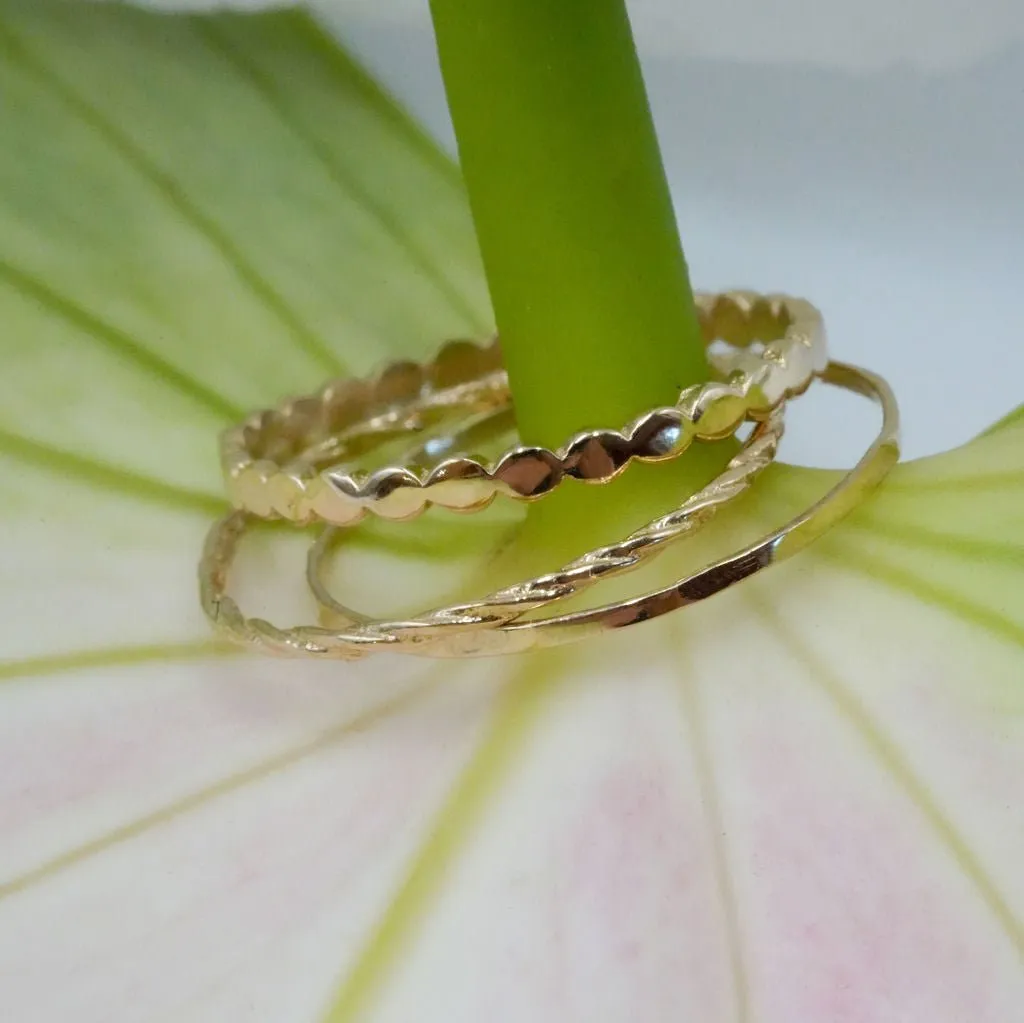 14K Golden Tides Triple Ring Set