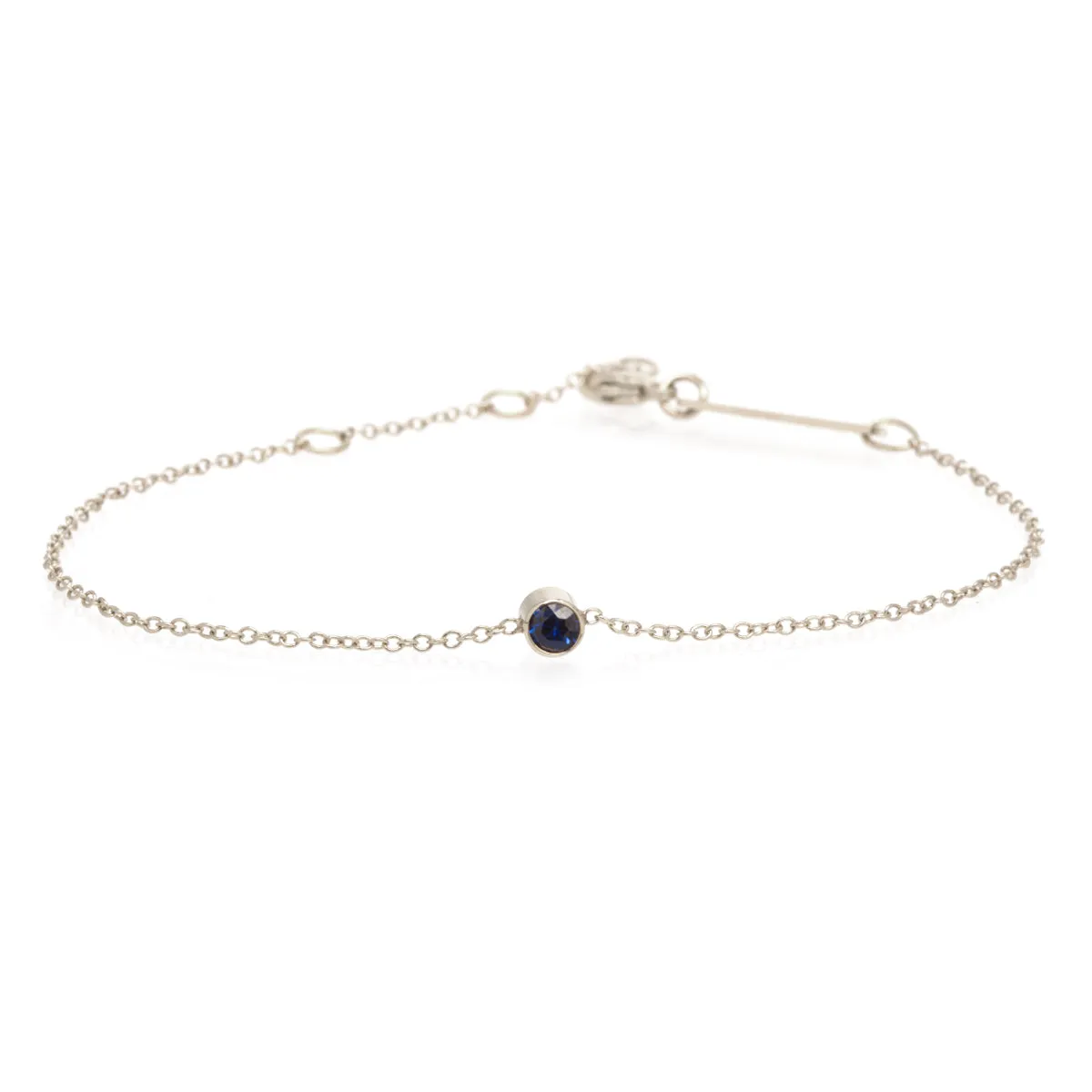 14k Single Blue Sapphire Bezel Bracelet | September Birthstone