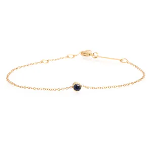 14k Single Blue Sapphire Bezel Bracelet | September Birthstone