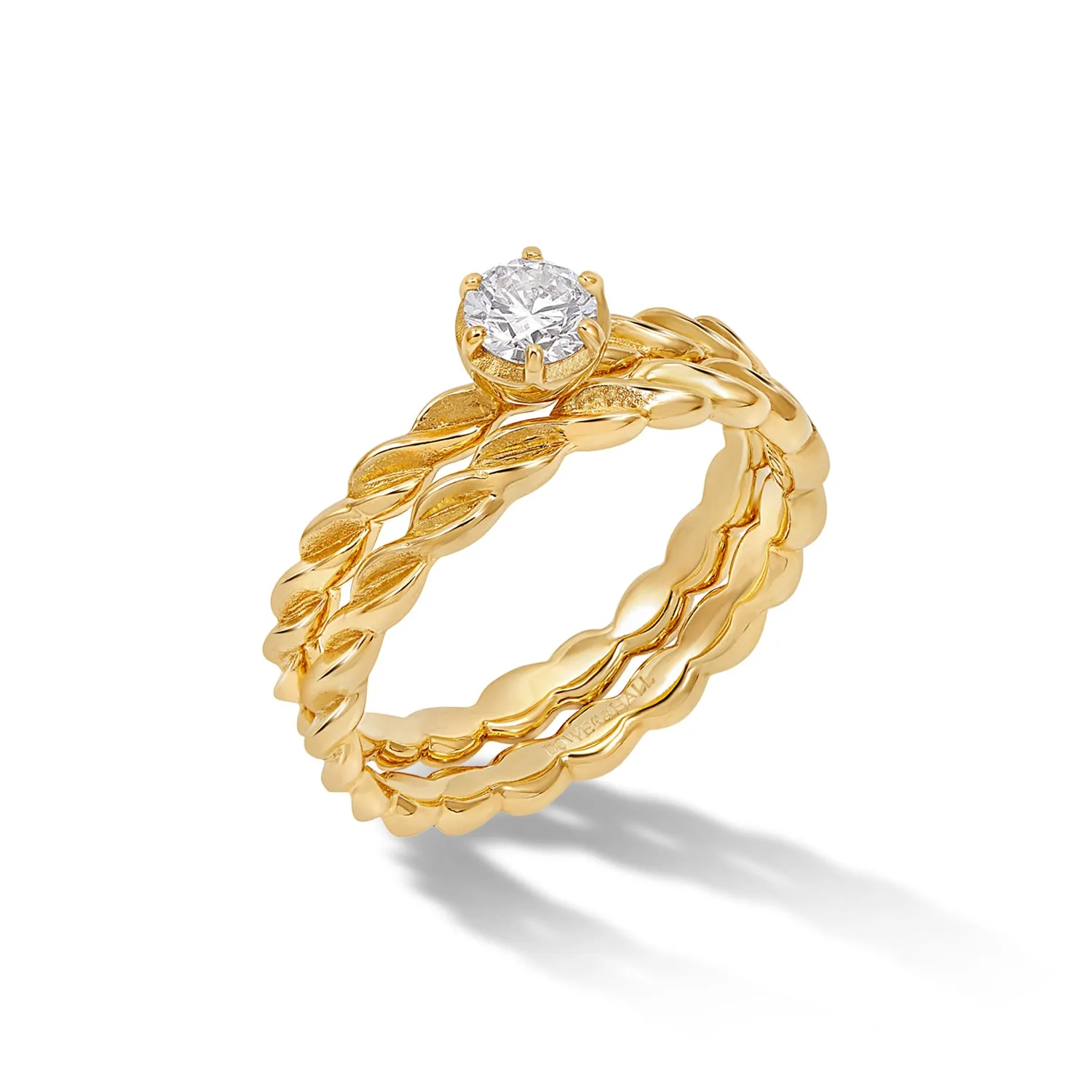 14k Twist Narrative Ring Stack