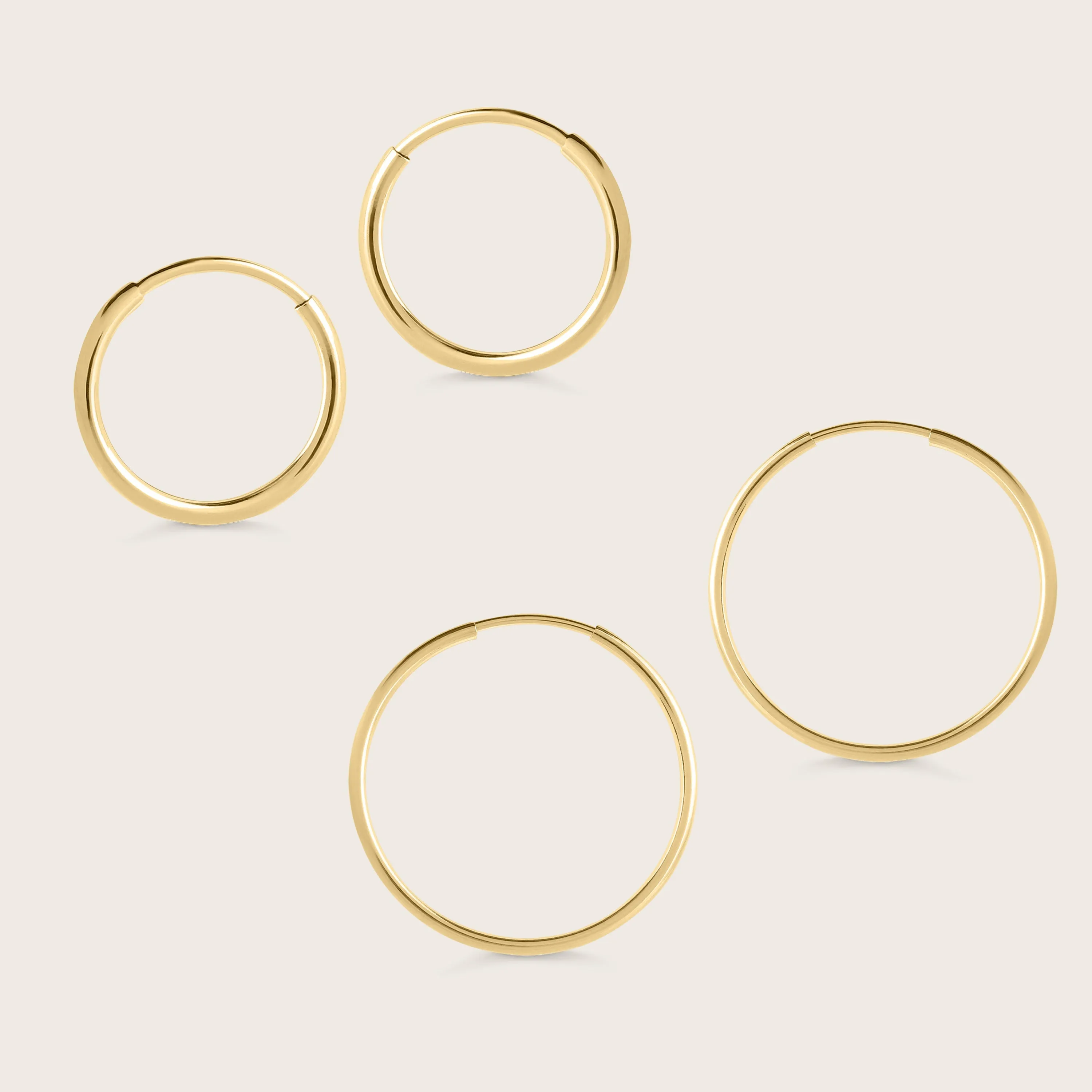 14k Yellow Gold 14mm & 25mm Infinity Hoop Earrings Set