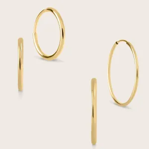 14k Yellow Gold 14mm & 25mm Infinity Hoop Earrings Set