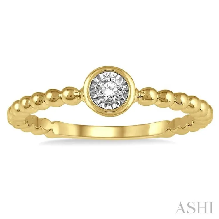 1/50 Ctw Round Cut lattice Diamond Promise Ring in Ball Shape 10K Yellow Gold