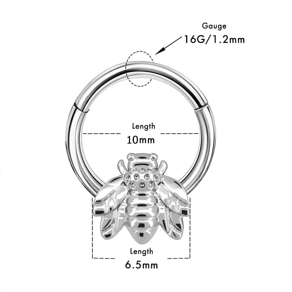 16G CZ Bee Hinged Cartilage Earrings Helix/Rook Hoop Rings