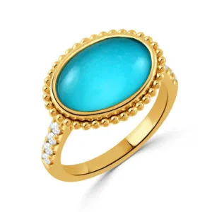 18K Gold Turquoise and Diamond Ring