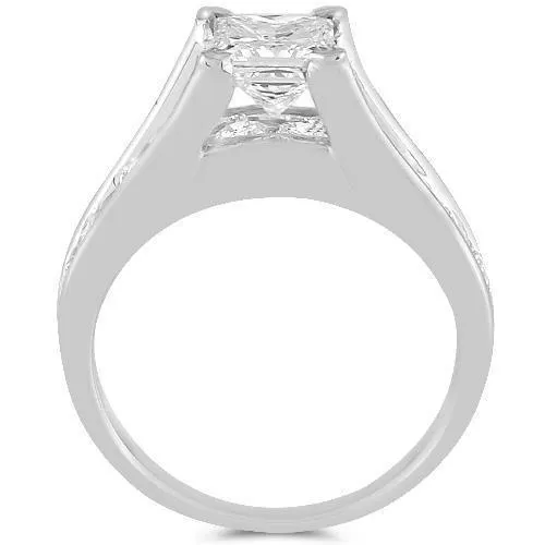 18K White Solid Gold IGI Certified Diamond Engagement Ring 2.01 Ctw