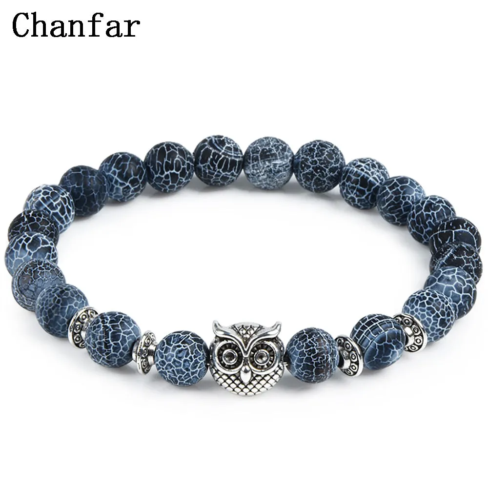 2017 Leopard Tiger Eye Lion Head Bracelet Owl Buddha beads Bracelets Bangles Charm Natural Stone Bracelet yoga Jewelry Men Women