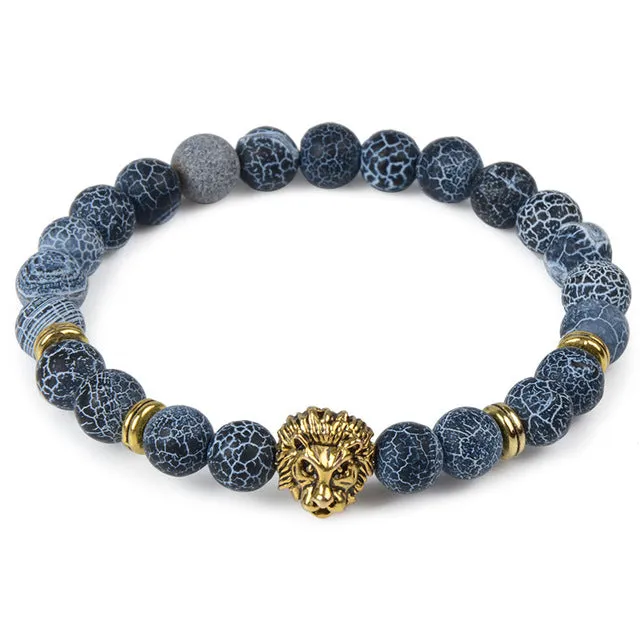 2017 Leopard Tiger Eye Lion Head Bracelet Owl Buddha beads Bracelets Bangles Charm Natural Stone Bracelet yoga Jewelry Men Women