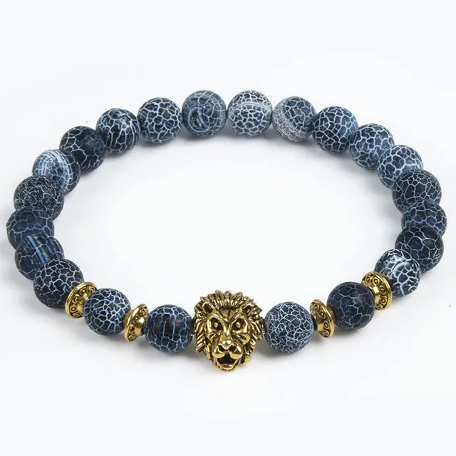 2017 Leopard Tiger Eye Lion Head Bracelet Owl Buddha beads Bracelets Bangles Charm Natural Stone Bracelet yoga Jewelry Men Women