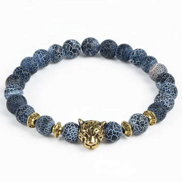 2017 Leopard Tiger Eye Lion Head Bracelet Owl Buddha beads Bracelets Bangles Charm Natural Stone Bracelet yoga Jewelry Men Women