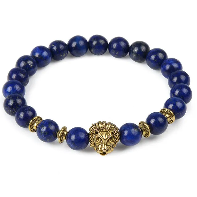 2017 Leopard Tiger Eye Lion Head Bracelet Owl Buddha beads Bracelets Bangles Charm Natural Stone Bracelet yoga Jewelry Men Women