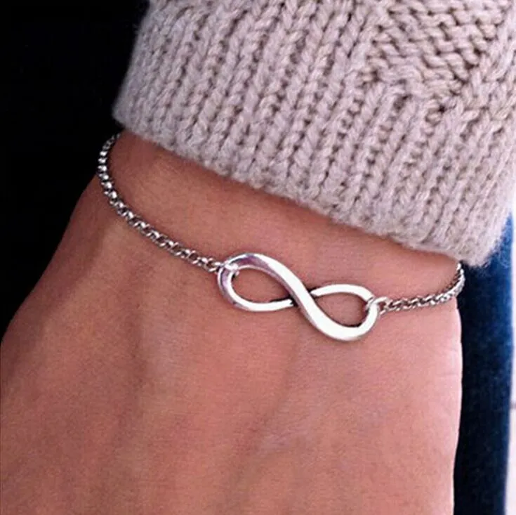 2018 New Arrivals Korean Hot Fashion Simple Metal 8 Infinity Charm Bracelets For Women & Men Jewelry Summer Style Beach