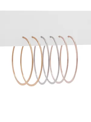 3-Piece Skinny-Hoop Earrings Set