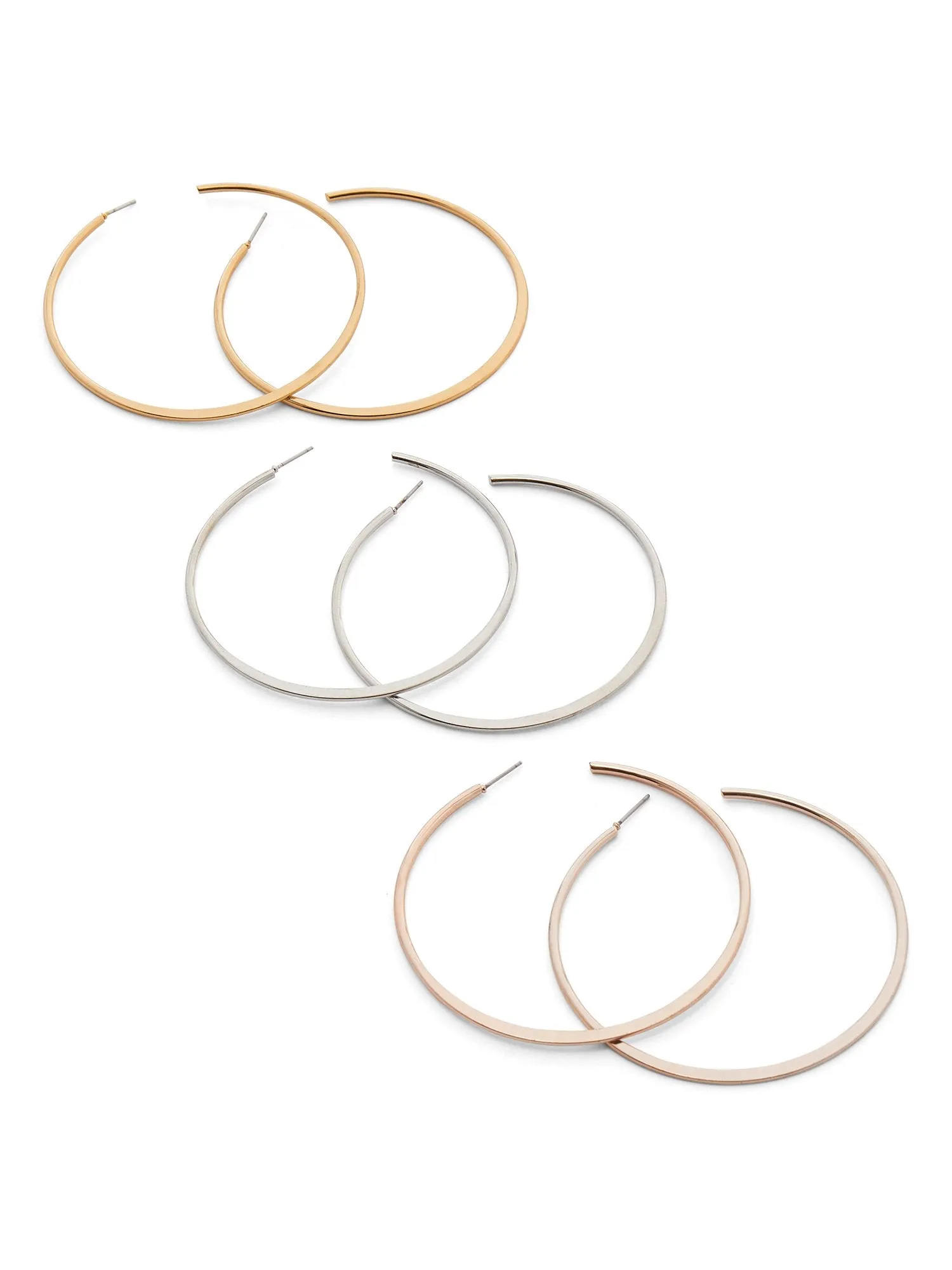 3-Piece Skinny-Hoop Earrings Set