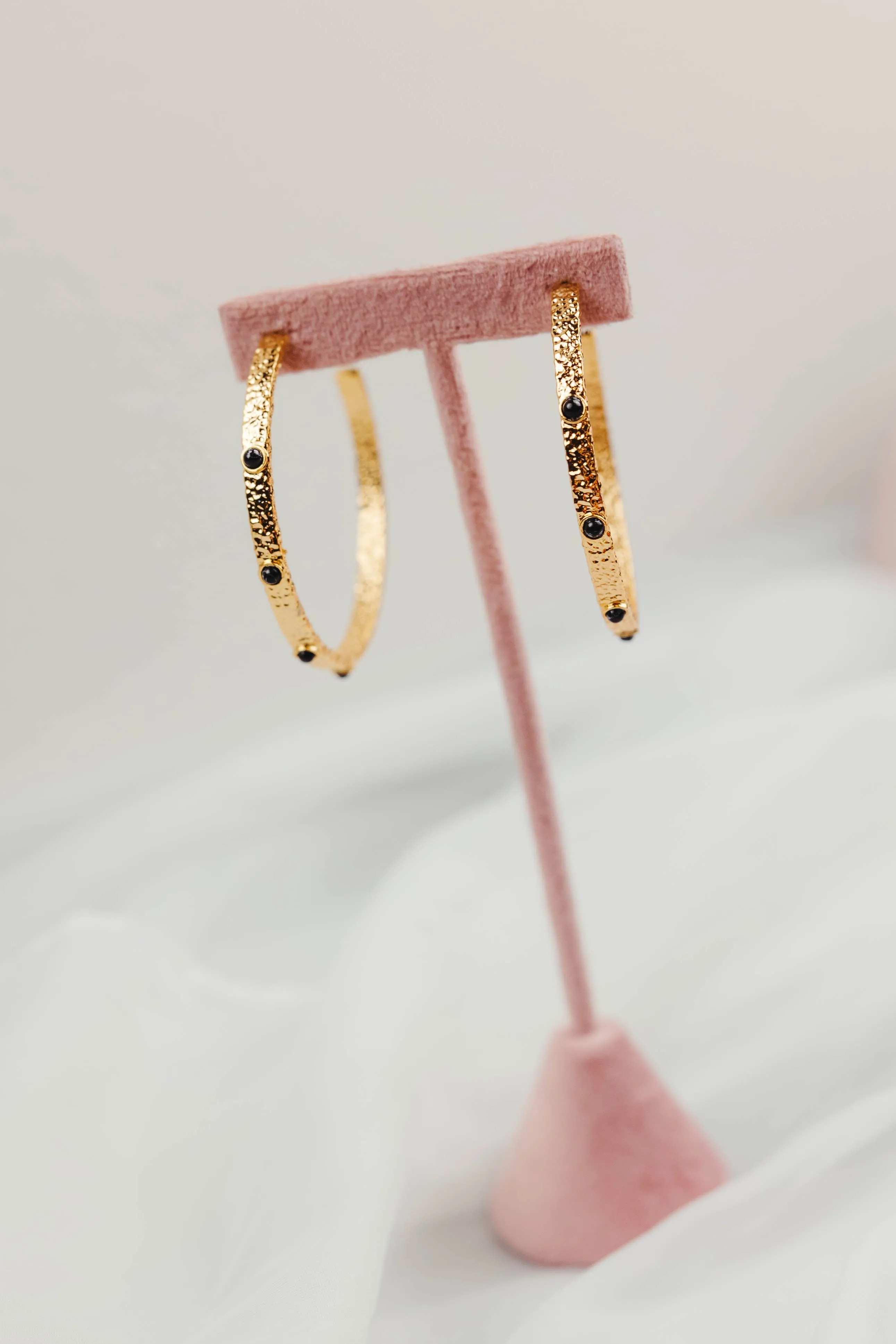 316L Stainless Steel Sierra Natural Stone Hoop Earrings