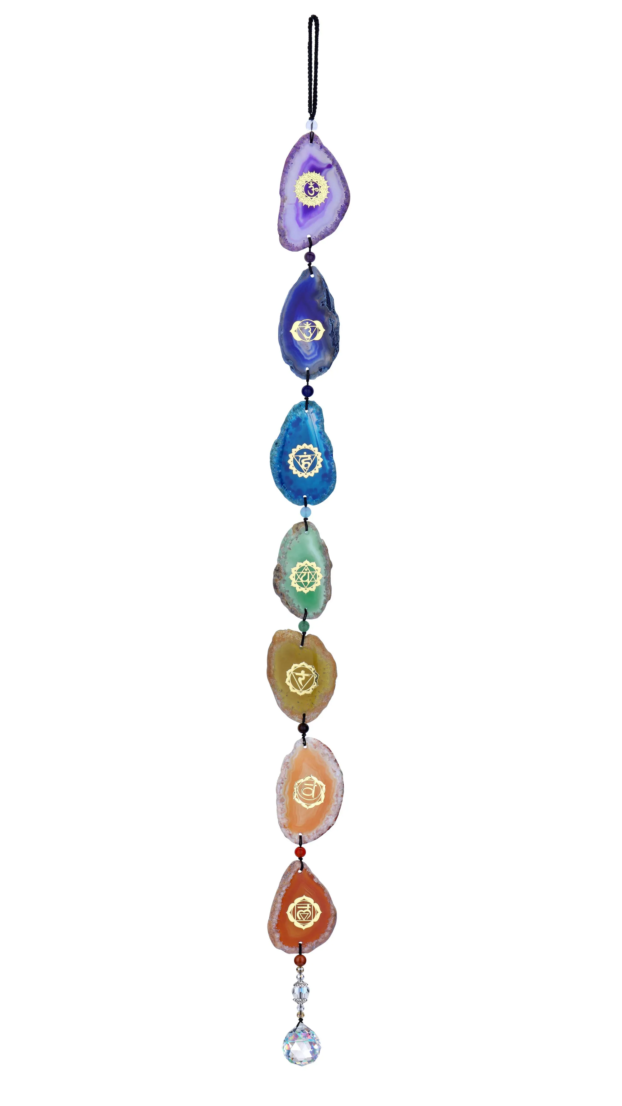 7 Chakra Agate Slice Crystal Ball Prism Suncatcher Hanging Ornament | Jovivi