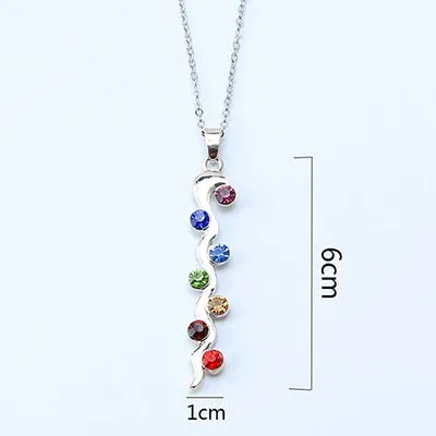 7 Chakra Stones Reiki Healing Crystal Rhinestone  Point Chakra Pendant Tree Of Life Pendant Angel Shape Jewelry Necklace