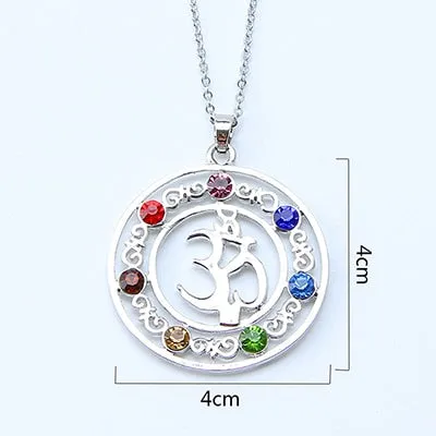 7 Chakra Stones Reiki Healing Crystal Rhinestone  Point Chakra Pendant Tree Of Life Pendant Angel Shape Jewelry Necklace