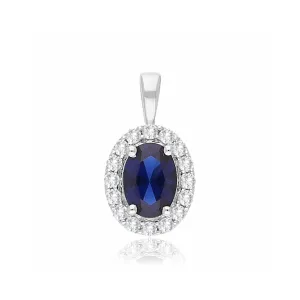 9K White Gold Sapphire & Diamond Pendant