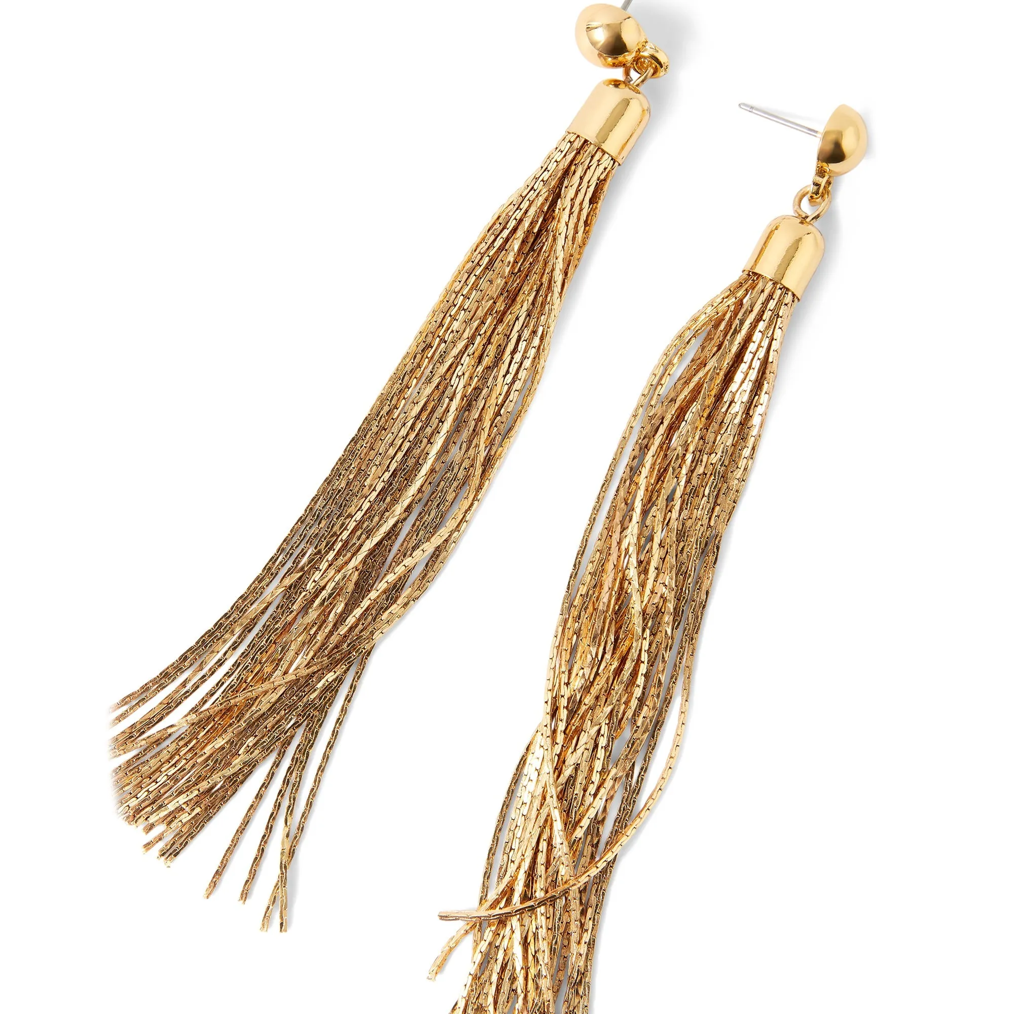 Accessorize London Women's Gold Statement Chain Gold Tassel Earrings