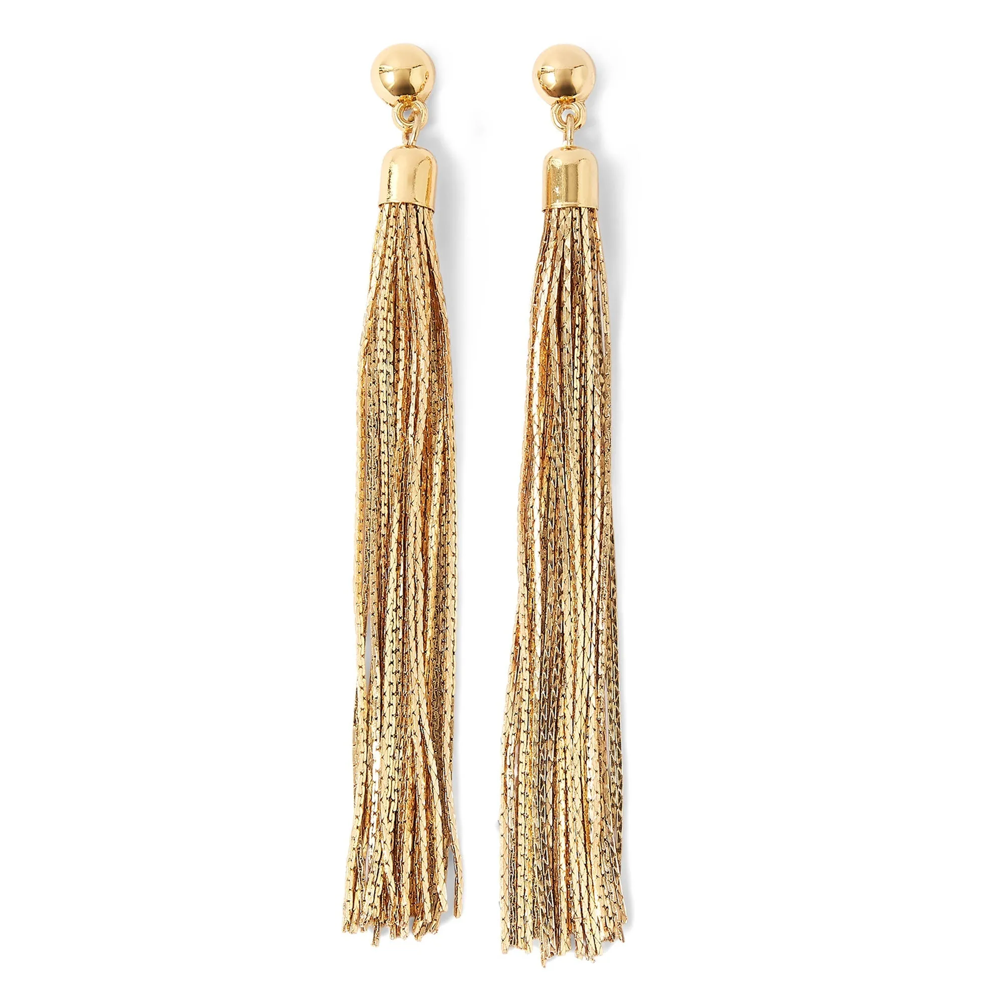 Accessorize London Women's Gold Statement Chain Gold Tassel Earrings