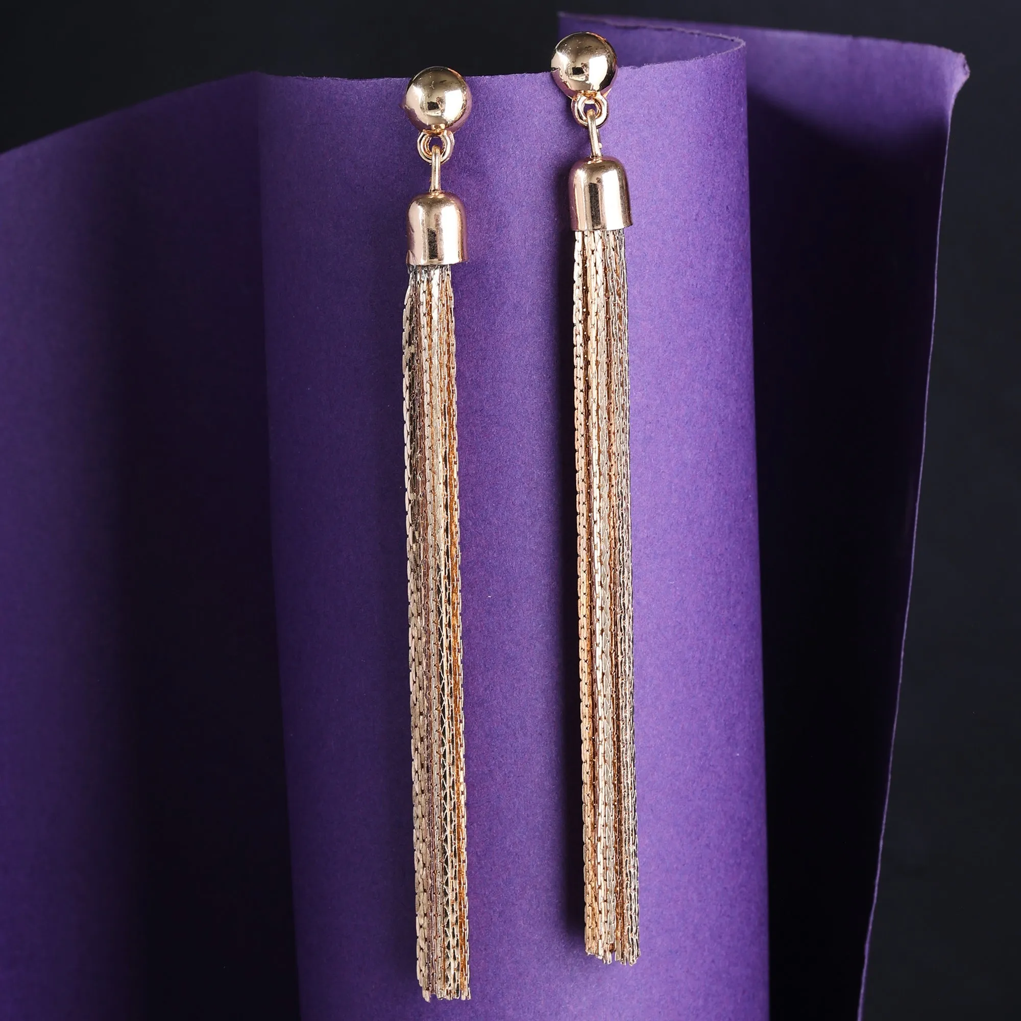 Accessorize London Women's Gold Statement Chain Gold Tassel Earrings