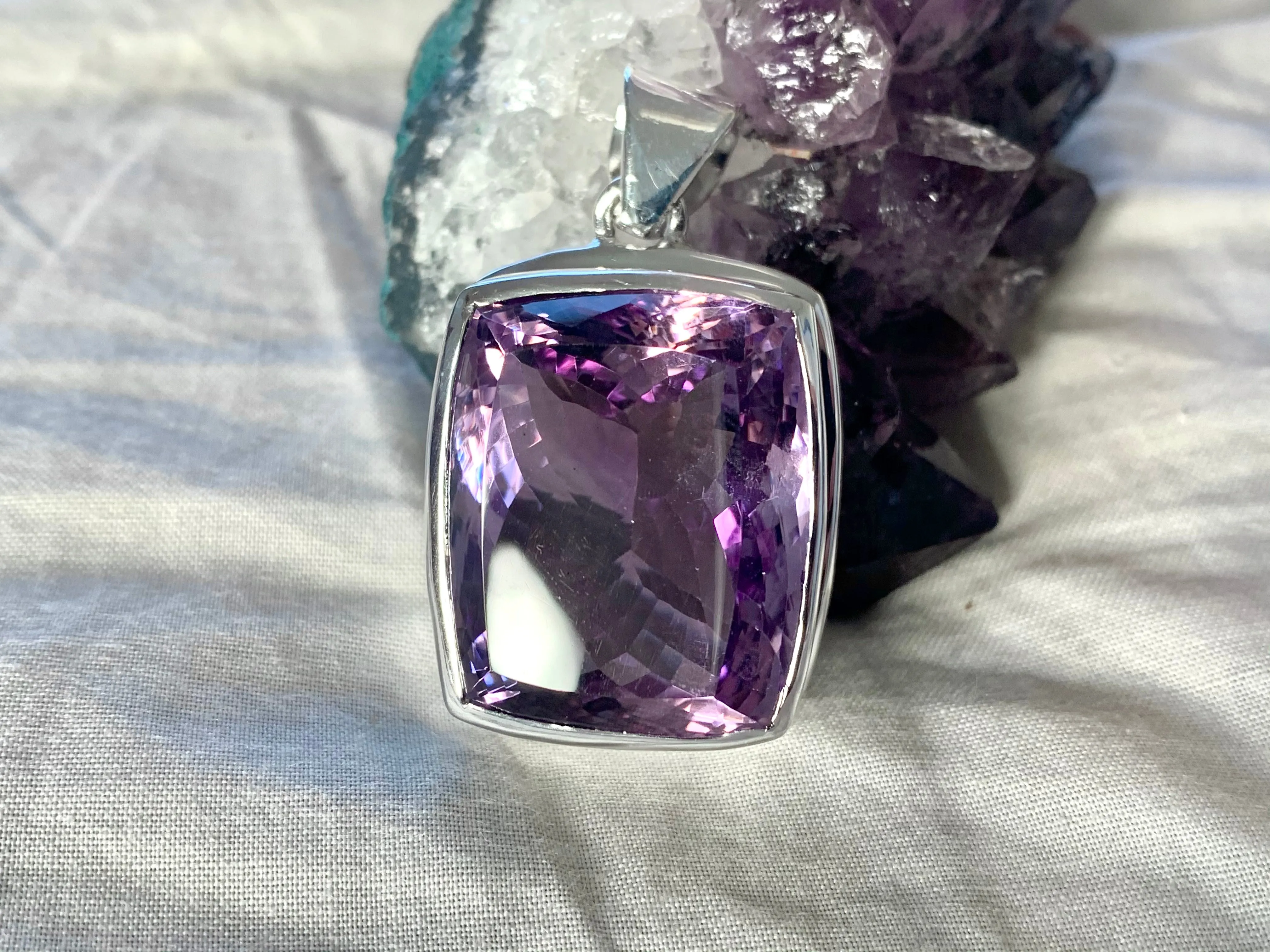 Amethyst Ansley Pendant - XLarge Rectangle