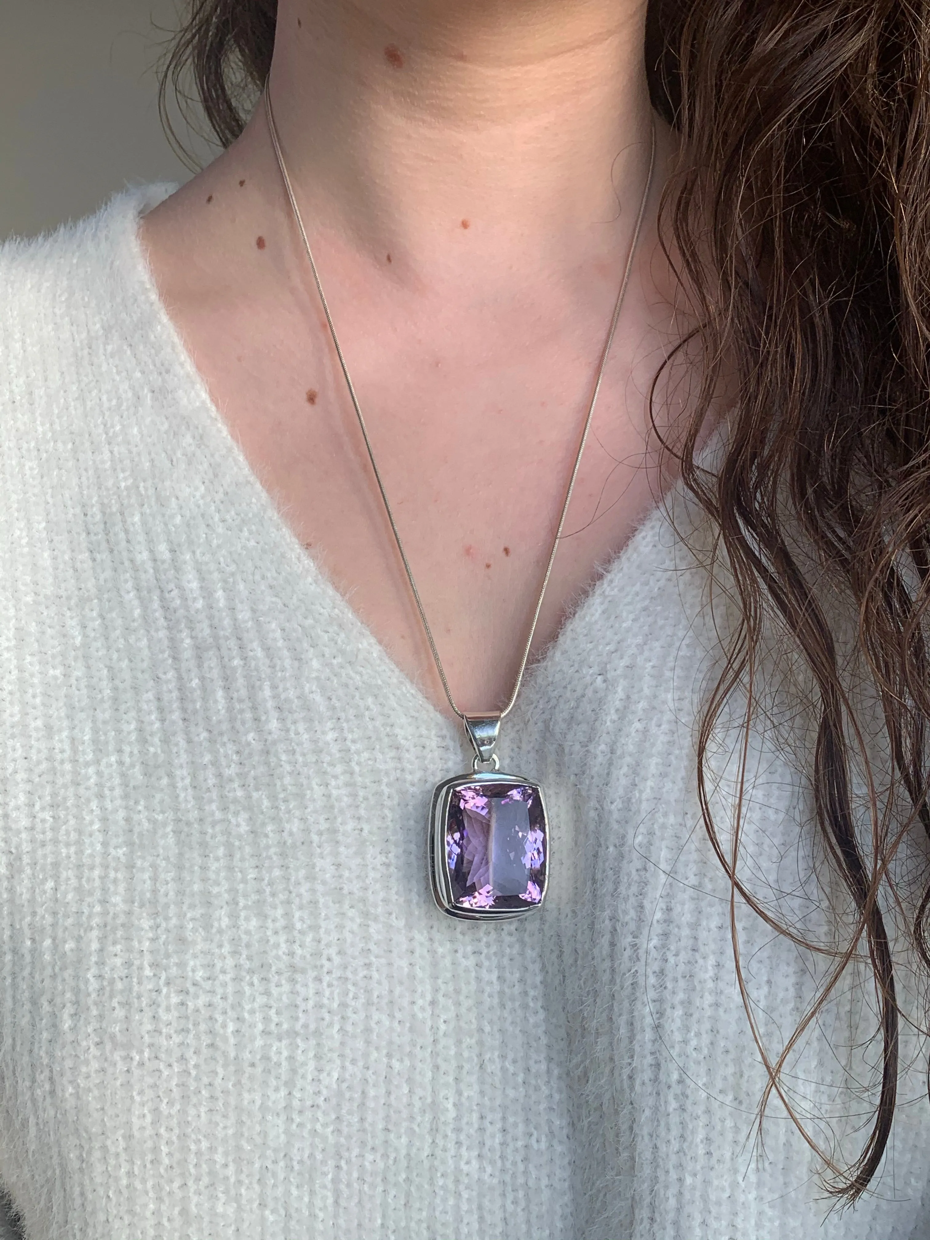 Amethyst Ansley Pendant - XLarge Rectangle