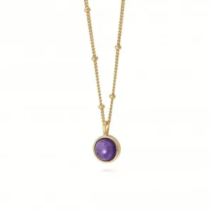 Amethyst Healing Stone 18ct Gold Plate Necklace HN1002_GP