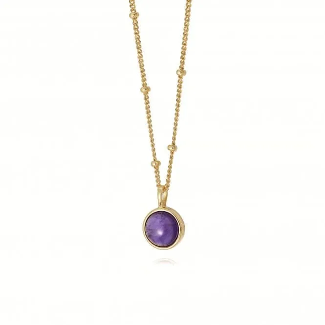 Amethyst Healing Stone 18ct Gold Plate Necklace HN1002_GP