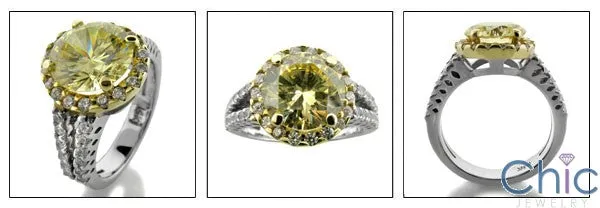 Anniversary 2.5 Canary Round Two Tone Cubic Zirconia Cz Ring