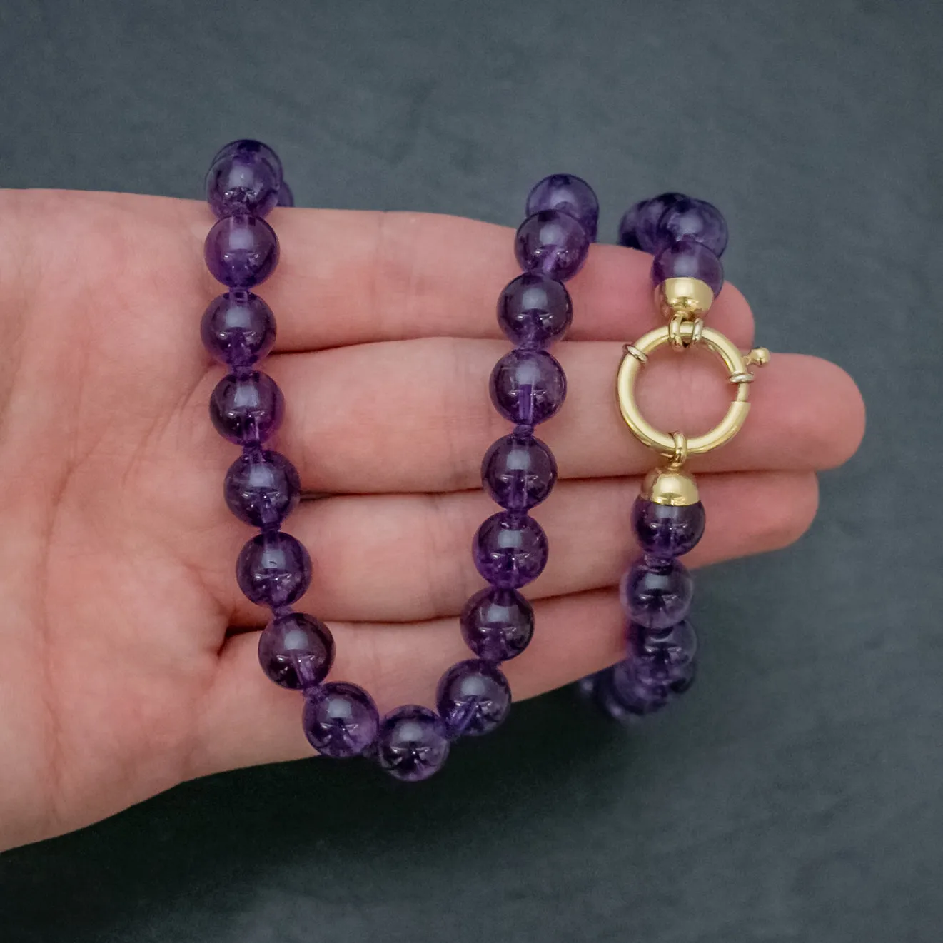 Antique Victorian Amethyst Necklace 18Ct Gold Clasp Circa 1900