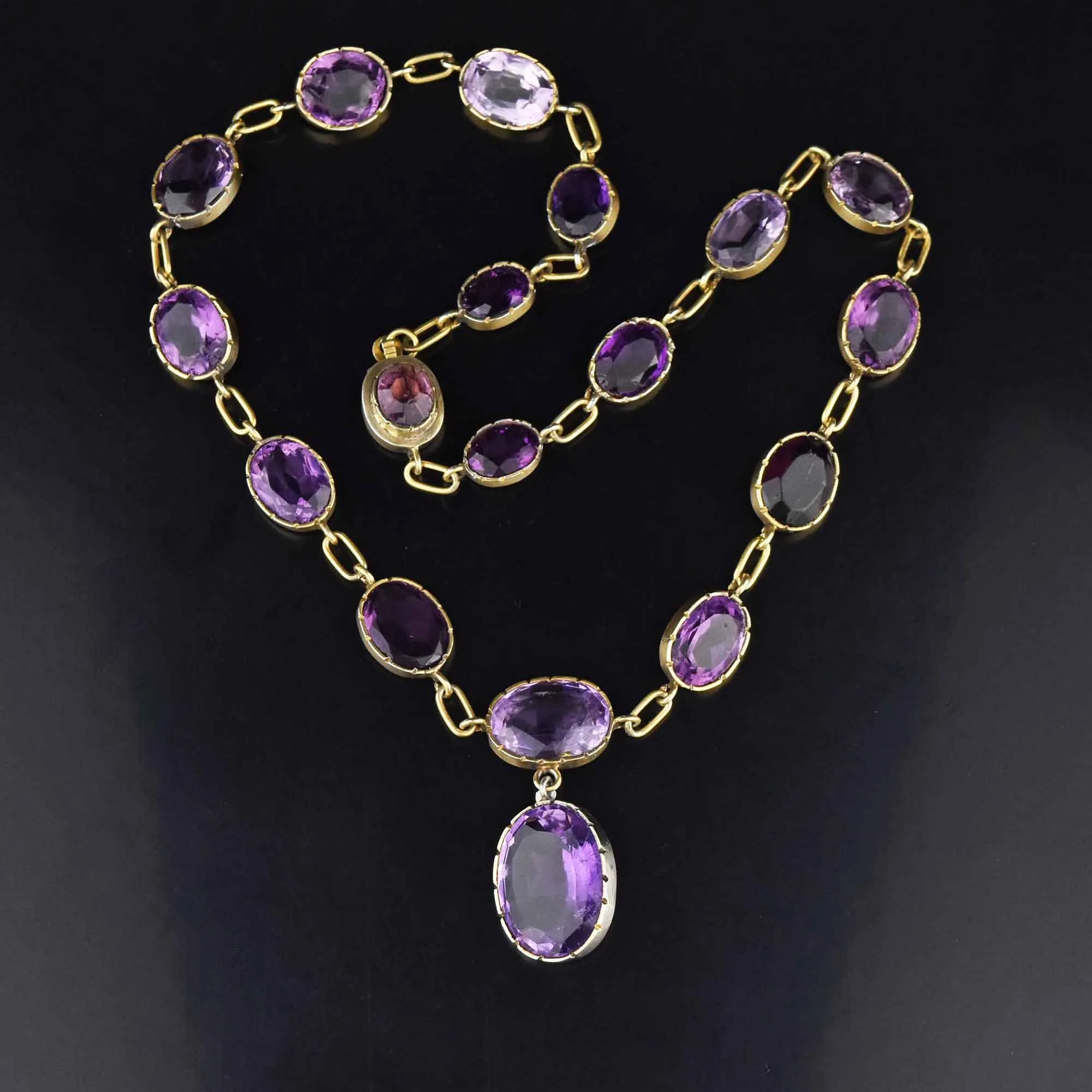 Antique Victorian Natural Amethyst Riviere Choker Necklace