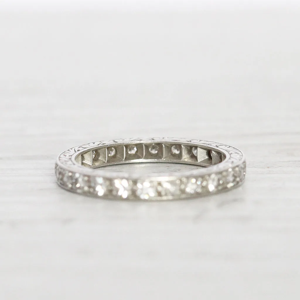 Art Deco 0.60 Carat Diamond Full Eternity Engraved Band