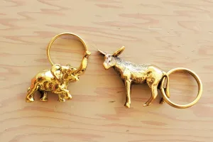 Aubock Key Rings "Elephant #5607" and "Donkey 5608"