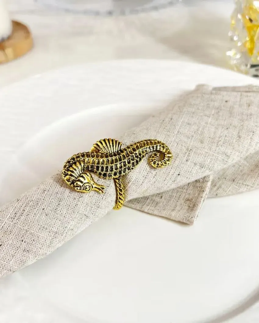 Beach Sea Life Gold Napkin Rings | Set Of 4