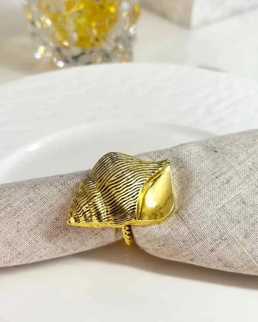 Beach Sea Life Gold Napkin Rings | Set Of 4