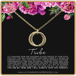 Best Friend Tribe Necklace • Soul Sister Gift • Friendship Jewelry • Hammered Linked Infinity Ring Necklace - Birthday, Best Friends