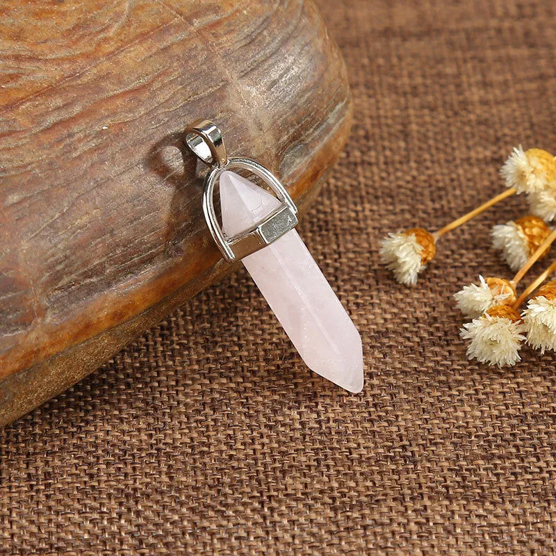 Bi - Point Gemstone Pendants - Rose Quartz