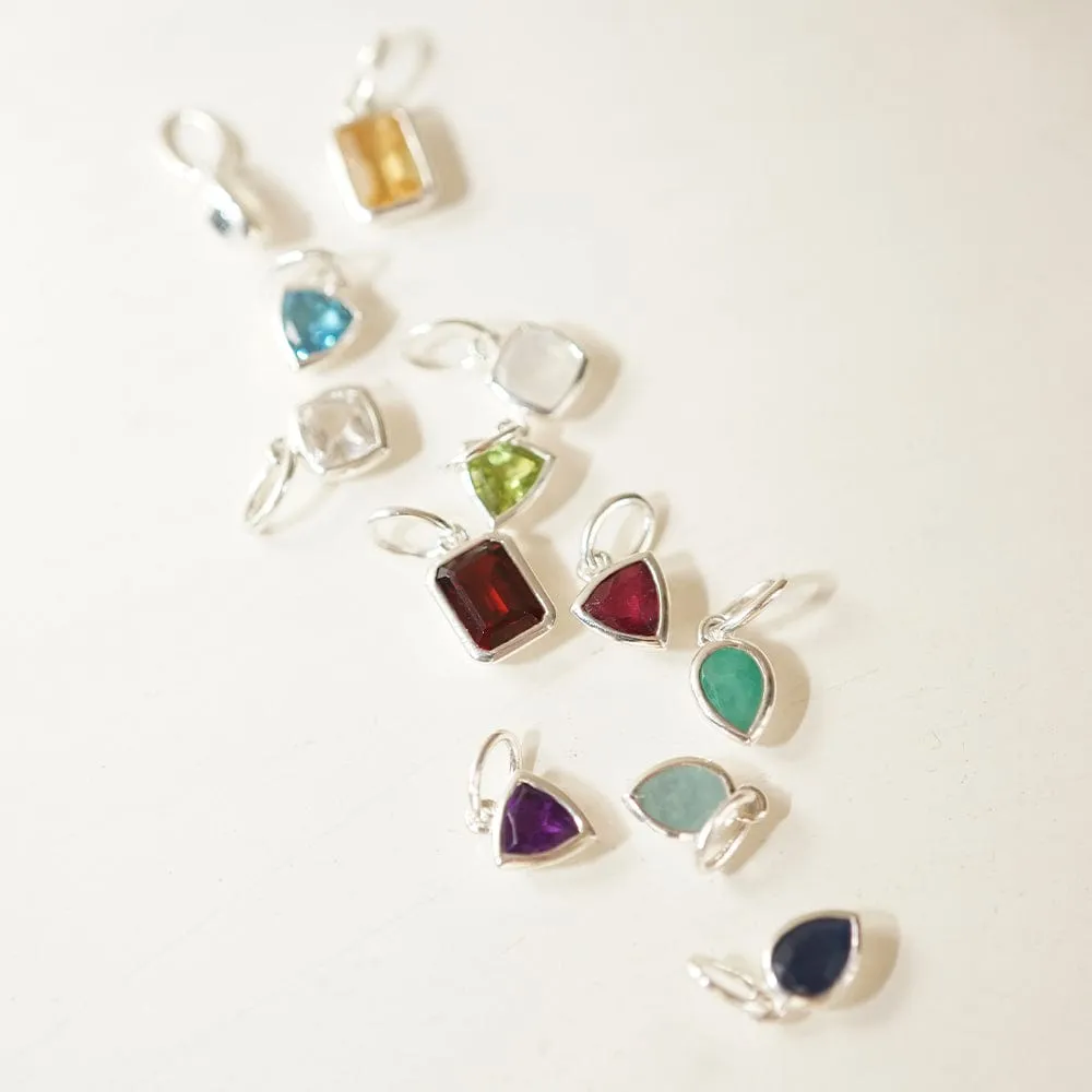 Birthstone Charm Pendant Sterling Silver