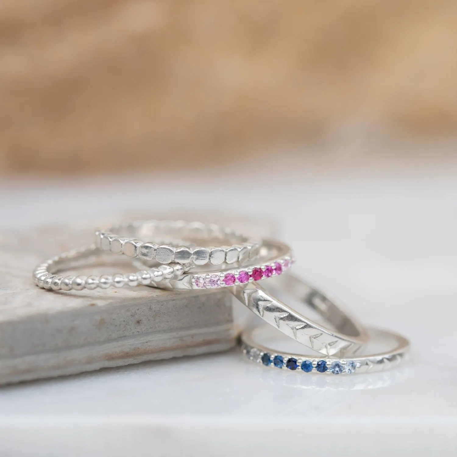 Blue Ombre Sapphire Silver Band