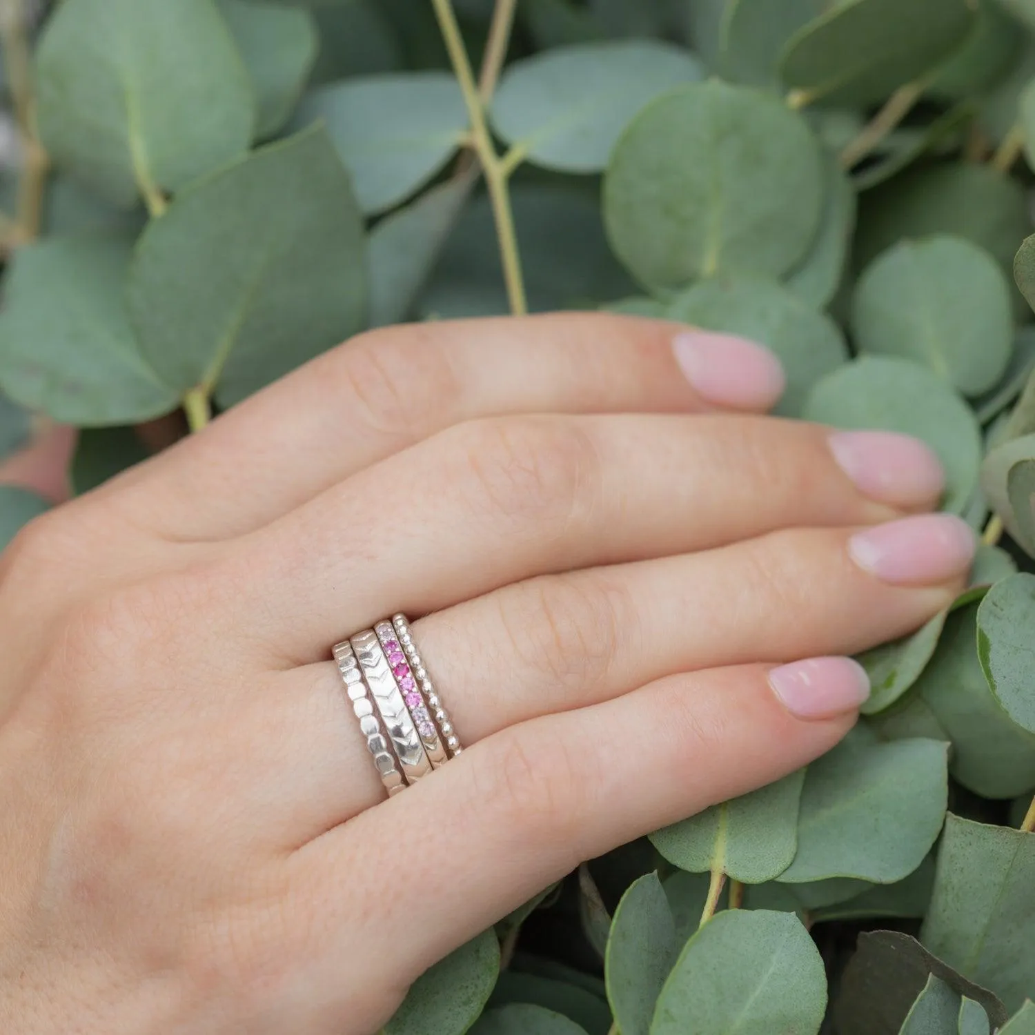 Blue Ombre Sapphire Silver Band