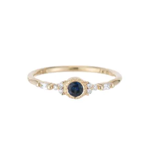 Blue Sapphire Round Poeme Ring